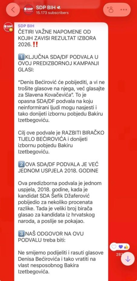 poruka sdp